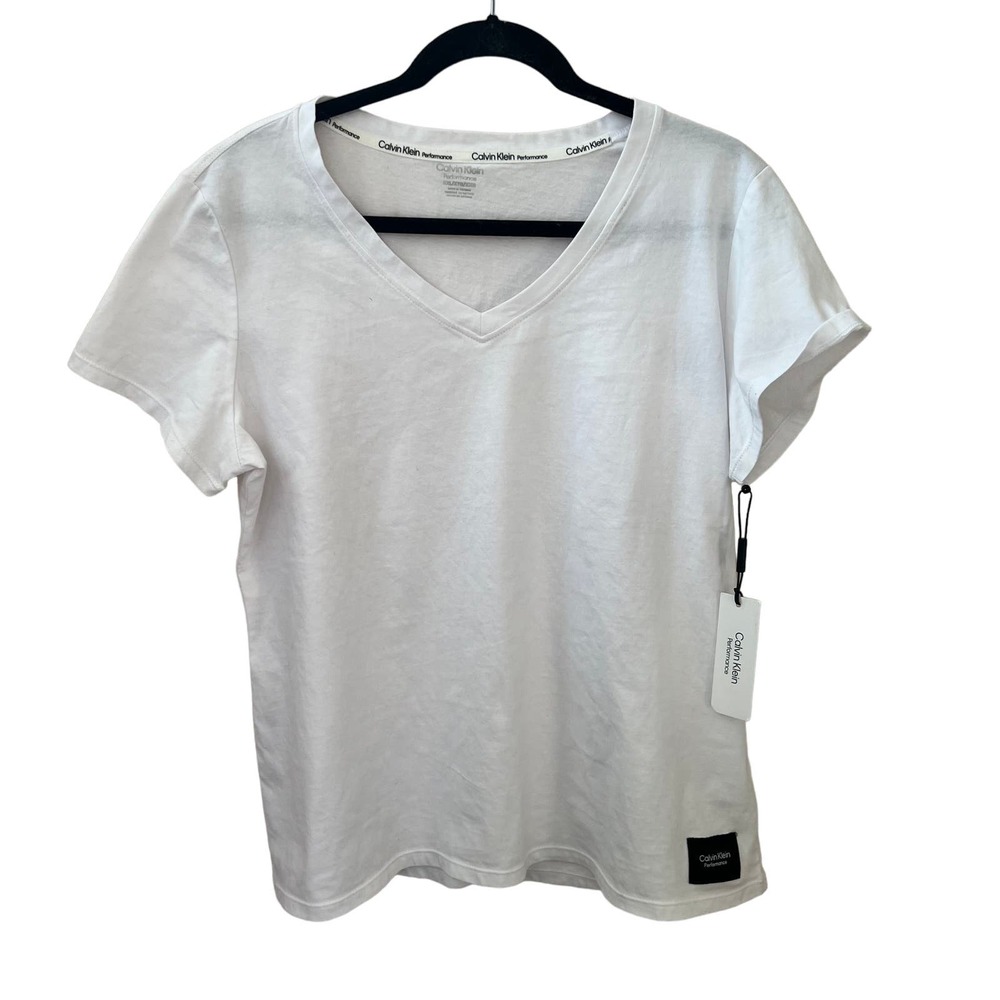 CALVIN KLEIN Performance NWT White V-Neck T Shirt White Size XXL - Picture 1 of 5